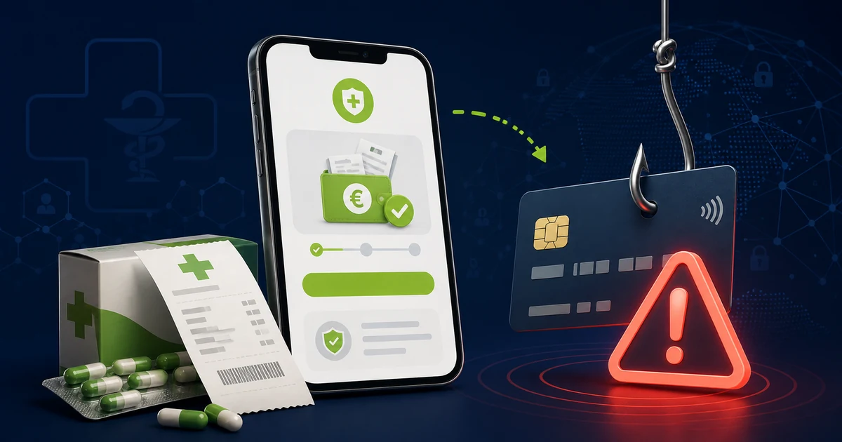 Un falso rimborso farmaci mostrato sul telefono conduce ai dati di una carta agganciata da un amo